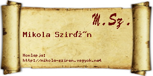 Mikola Szirén névjegykártya